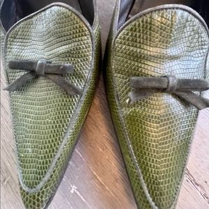 Ralph Lauren Collection sage green heeled loafer - 3” size 10 1/2